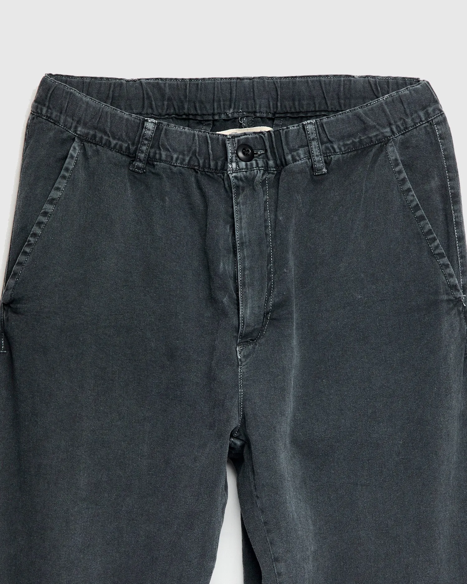 Cotton Twill Easy Pants in Washed Black