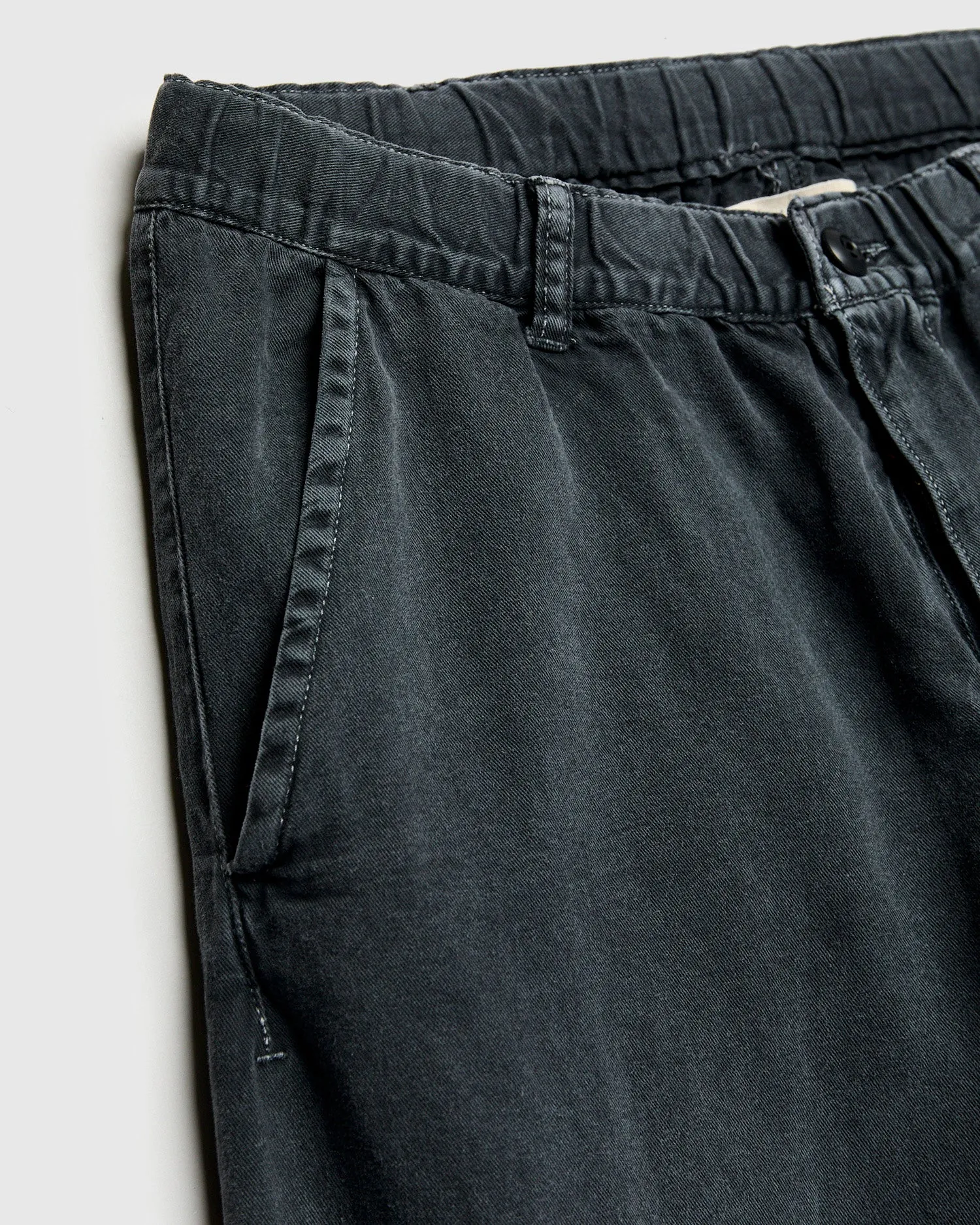 Cotton Twill Easy Pants in Washed Black