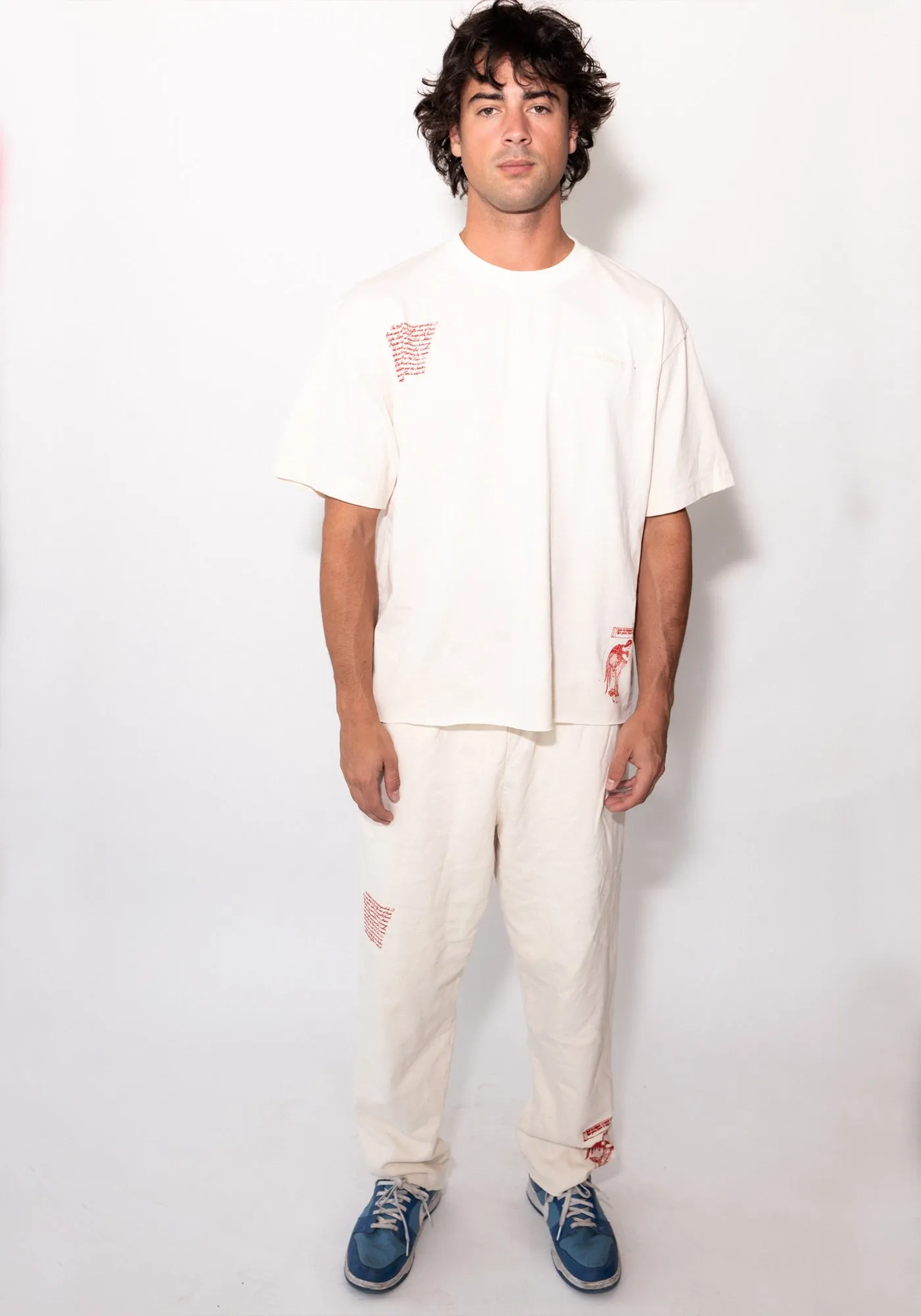 Cream Recycled Cotton Cut Boxy Tee