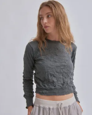 Crinkled Pullover in Steel