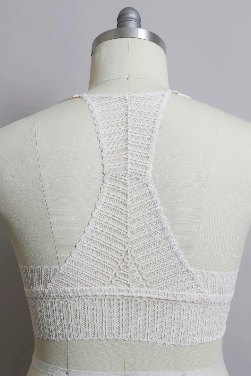 Cutwork Knit Racerback Bralette, White