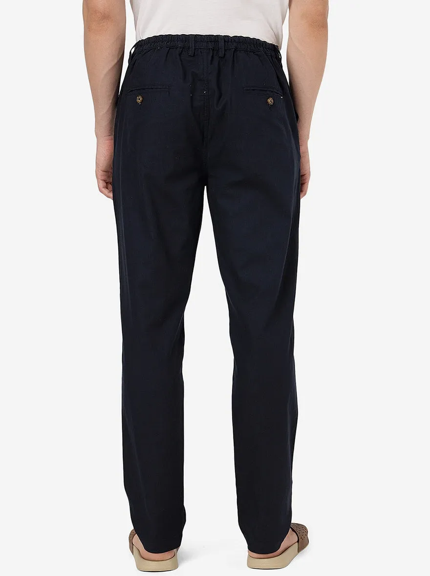 Dark Blue Solid Slim Fit Track Pant | JadeBlue