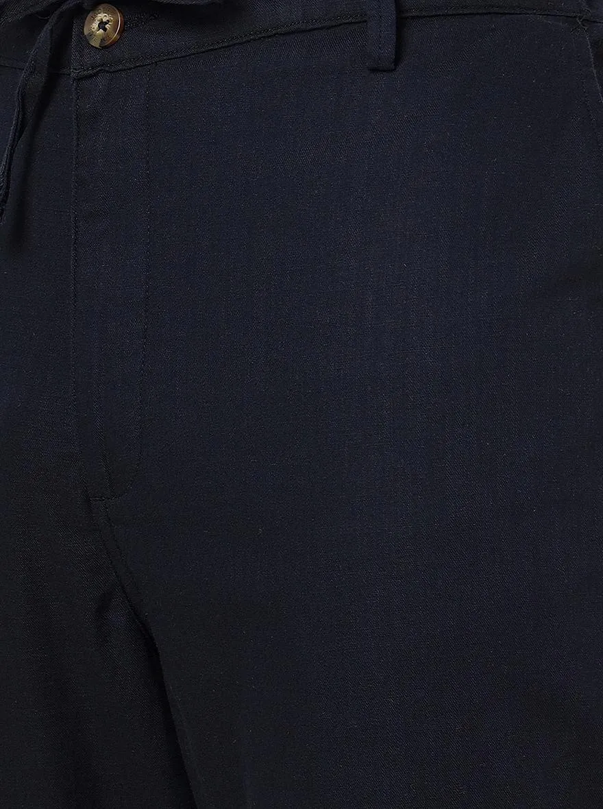 Dark Blue Solid Slim Fit Track Pant | JadeBlue