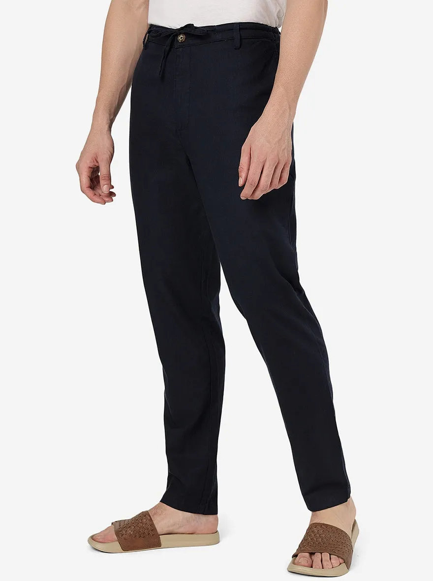 Dark Blue Solid Slim Fit Track Pant | JadeBlue