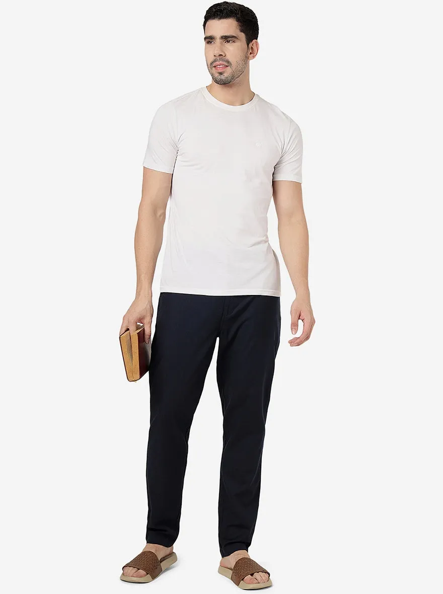 Dark Blue Solid Slim Fit Track Pant | JadeBlue
