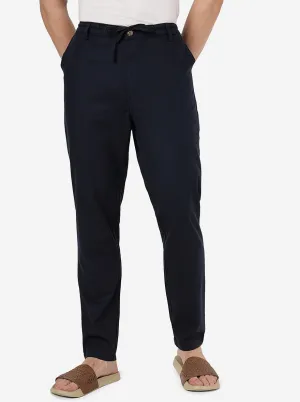 Dark Blue Solid Slim Fit Track Pant | JadeBlue