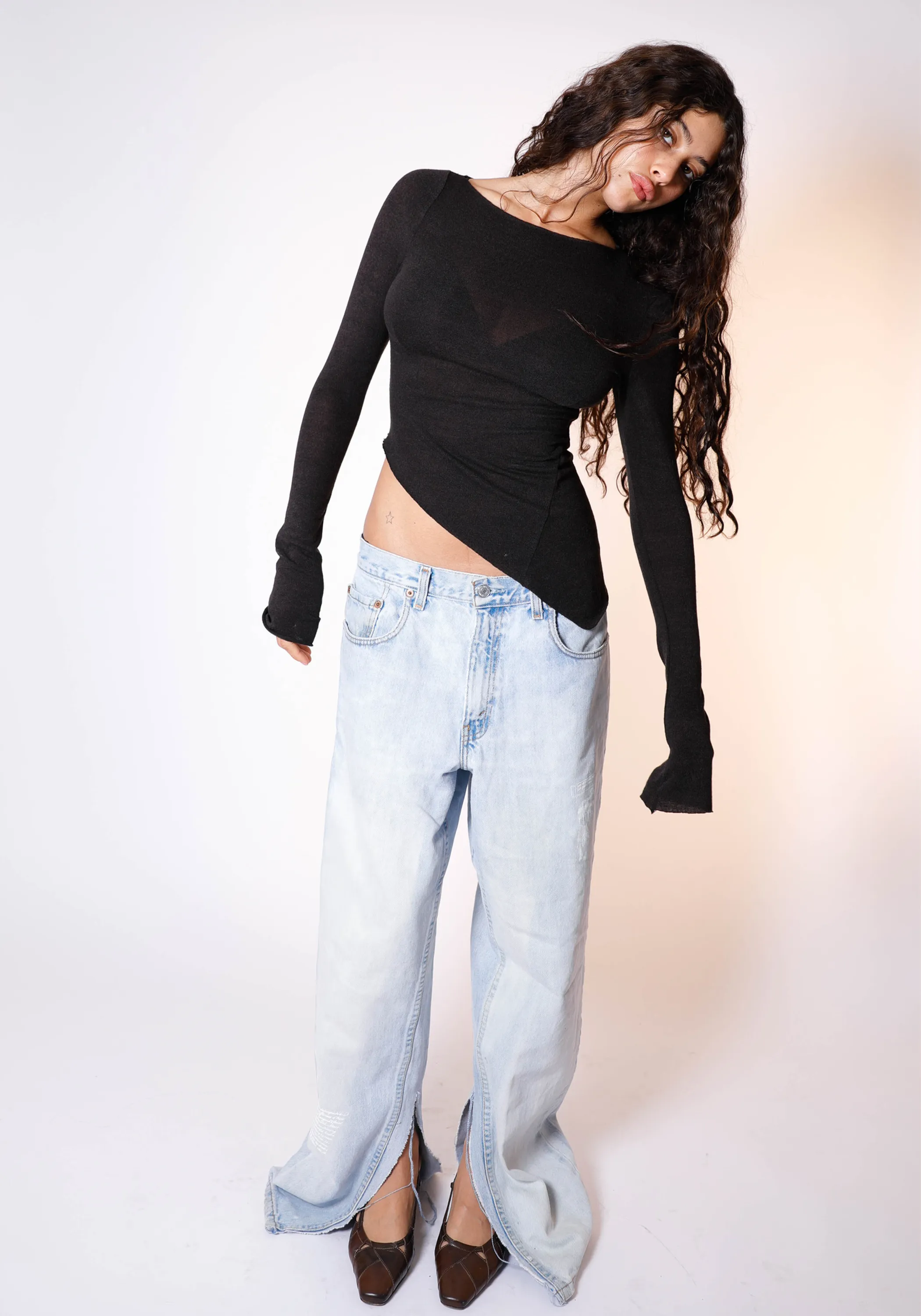 Demeter Long Sleeve Top in Ebony