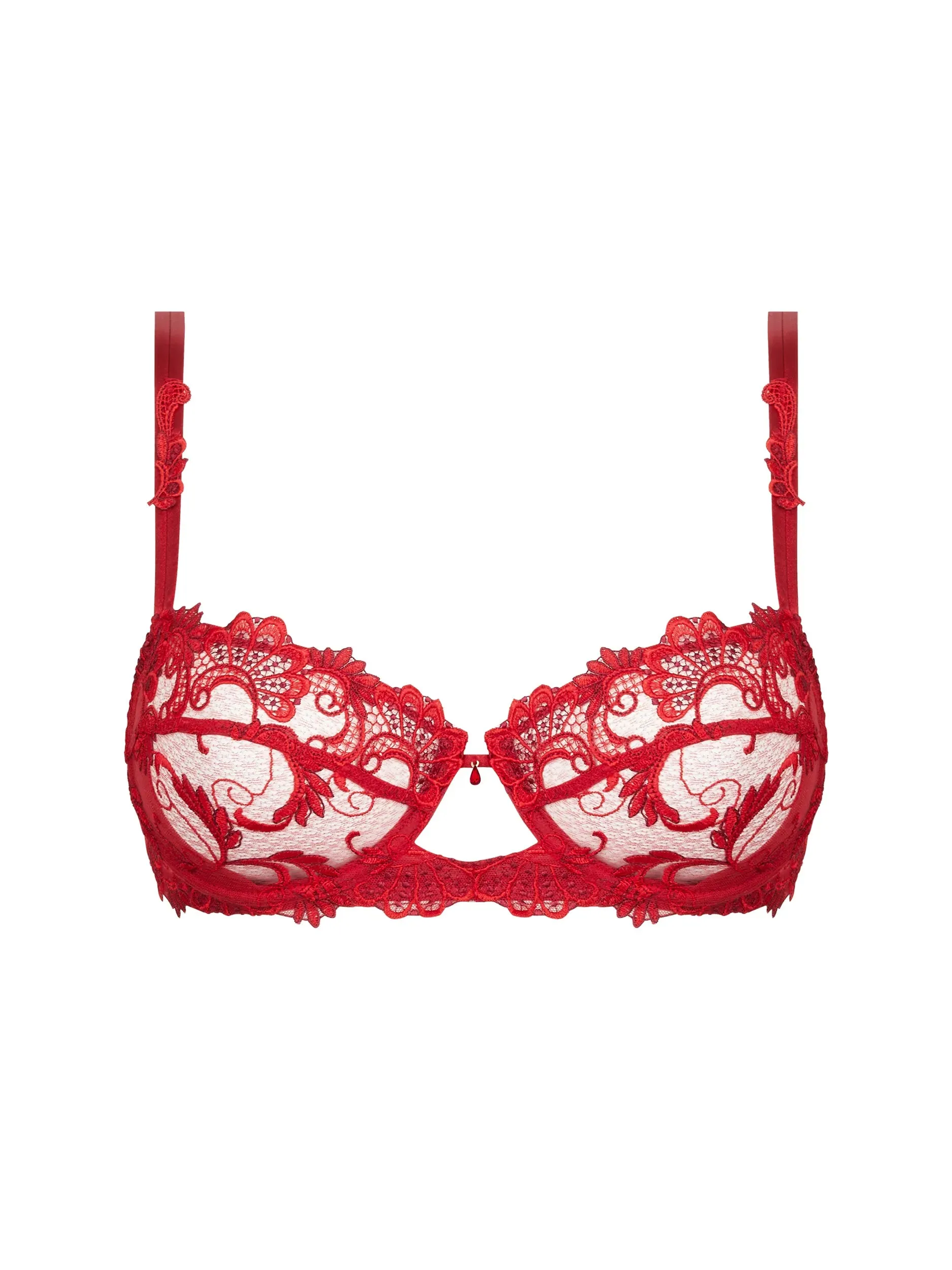 Dressing Floral Demi Cup Bra In Red - Lise Charmel