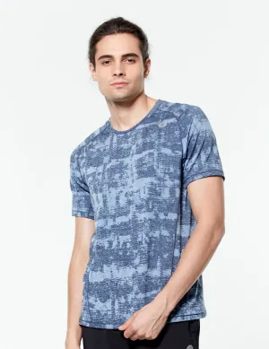 easyoga LESPIRO Men's Ondes Athlete Tee - FC3 Brush Stroke Blue