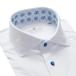 Emanuel Berg White 4flex Shirt with Floral Contrast
