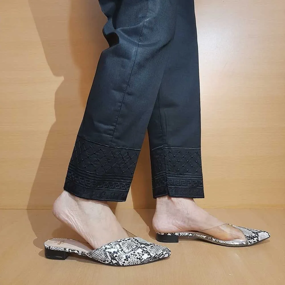 Embroided – Cotton Trouser – Black – KT03