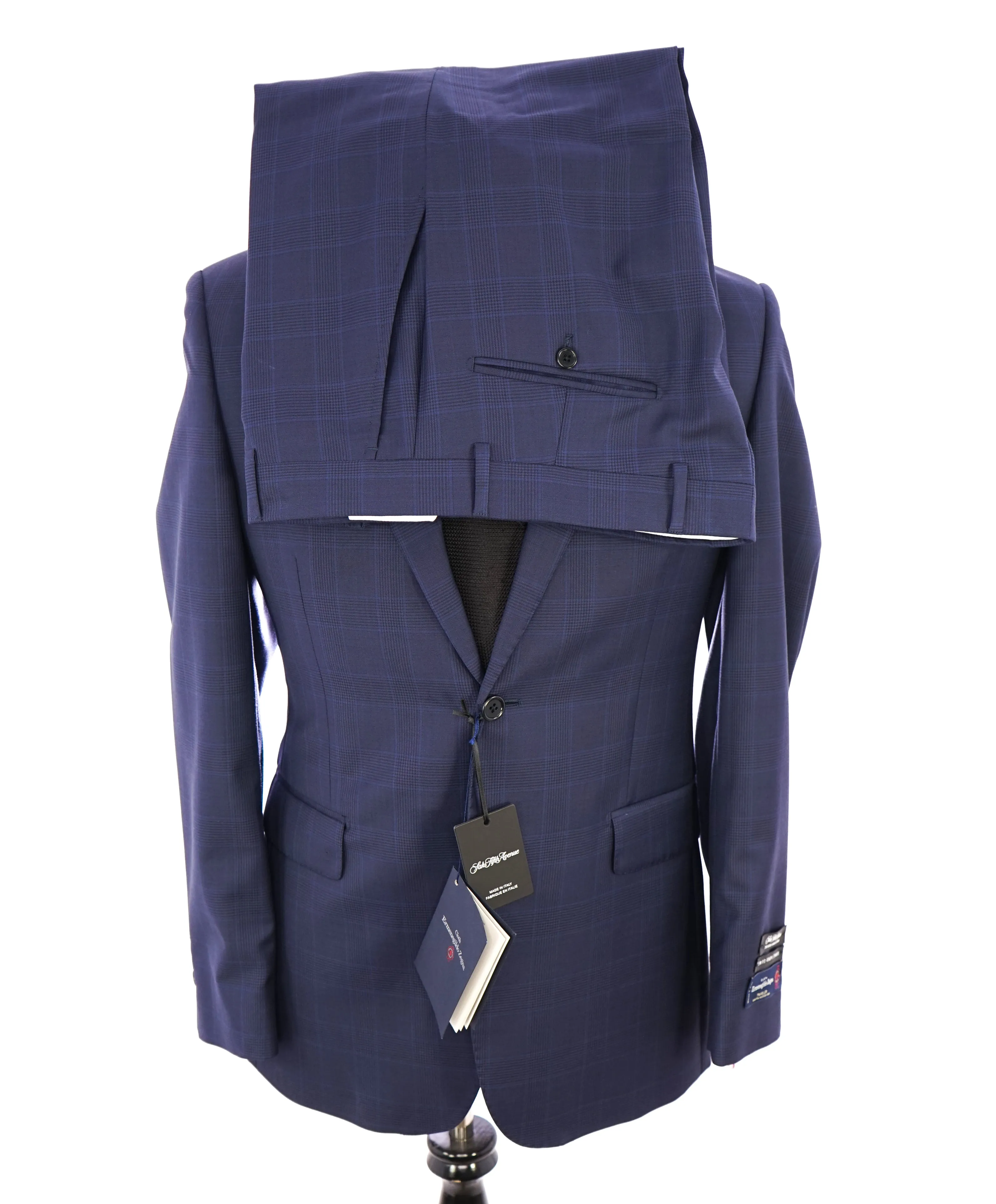 ERMENEGILDO ZEGNA - By SAKS FIFTH AVENUE Bold Blue Plaid Check Suit - 38R