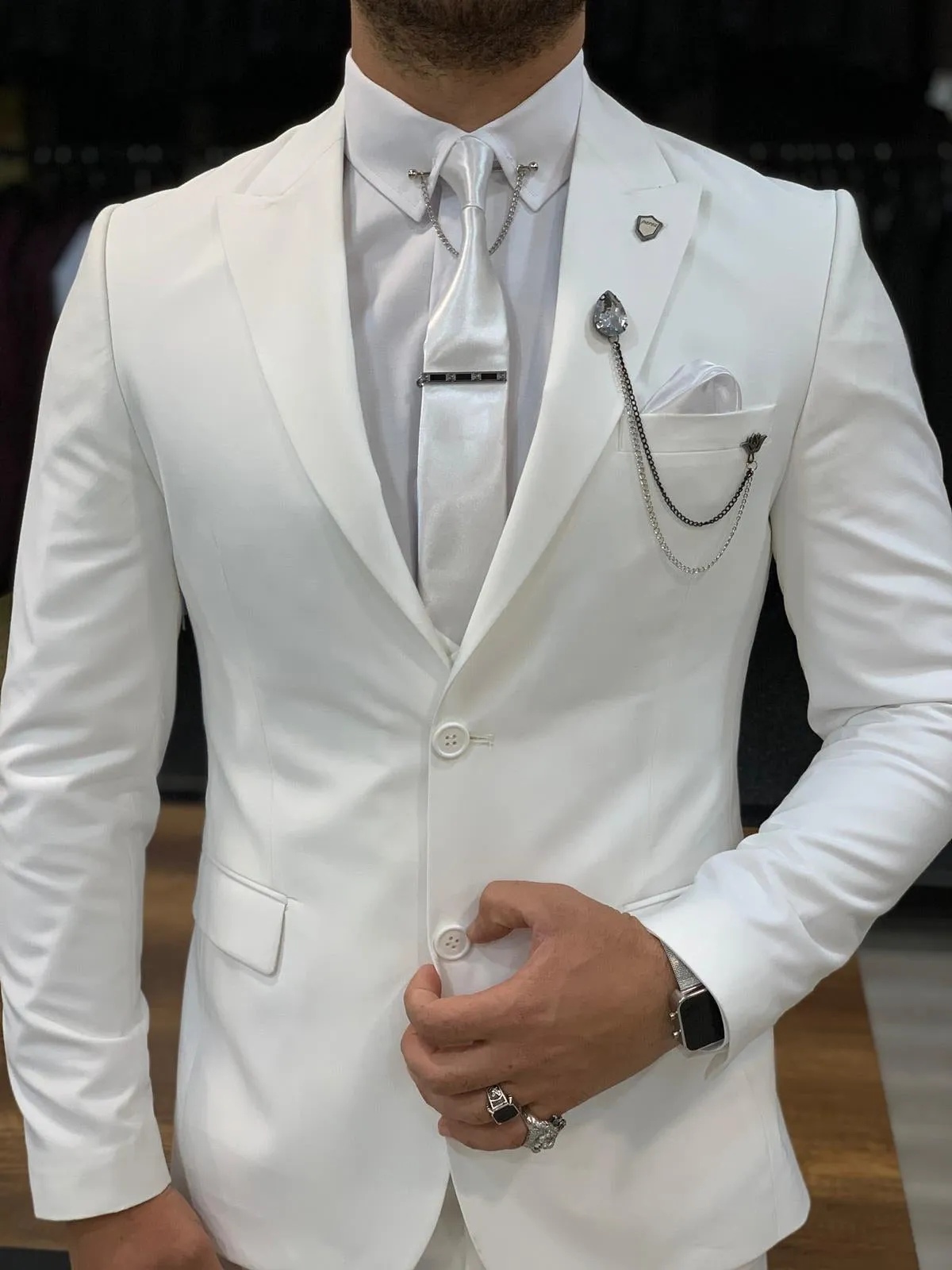 Eros White Slim Fit Wool Suit