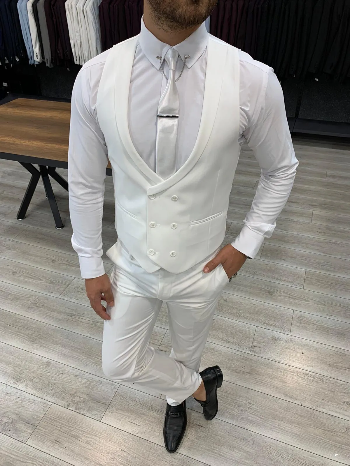 Eros White Slim Fit Wool Suit