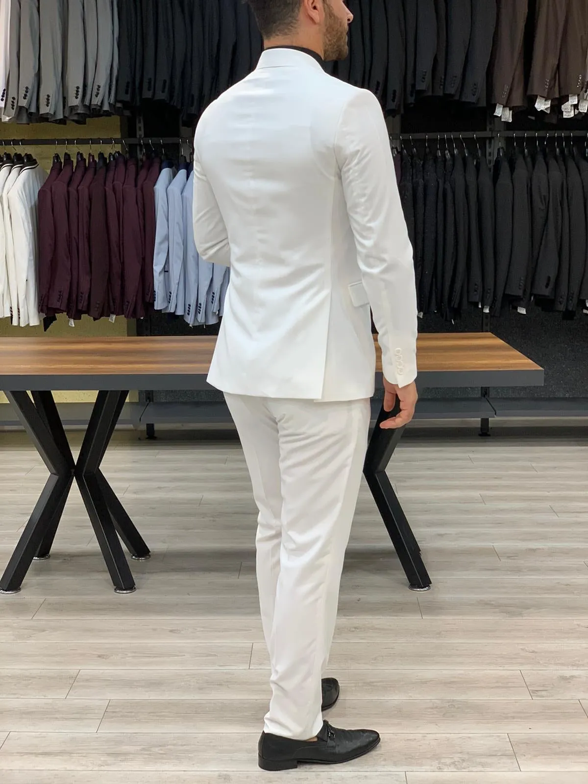 Eros White Slim Fit Wool Suit