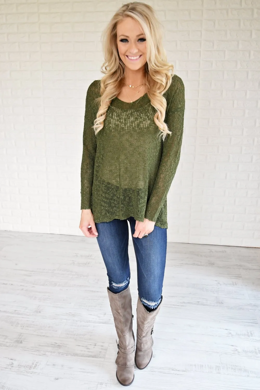 Essential Knit Evergreen Top