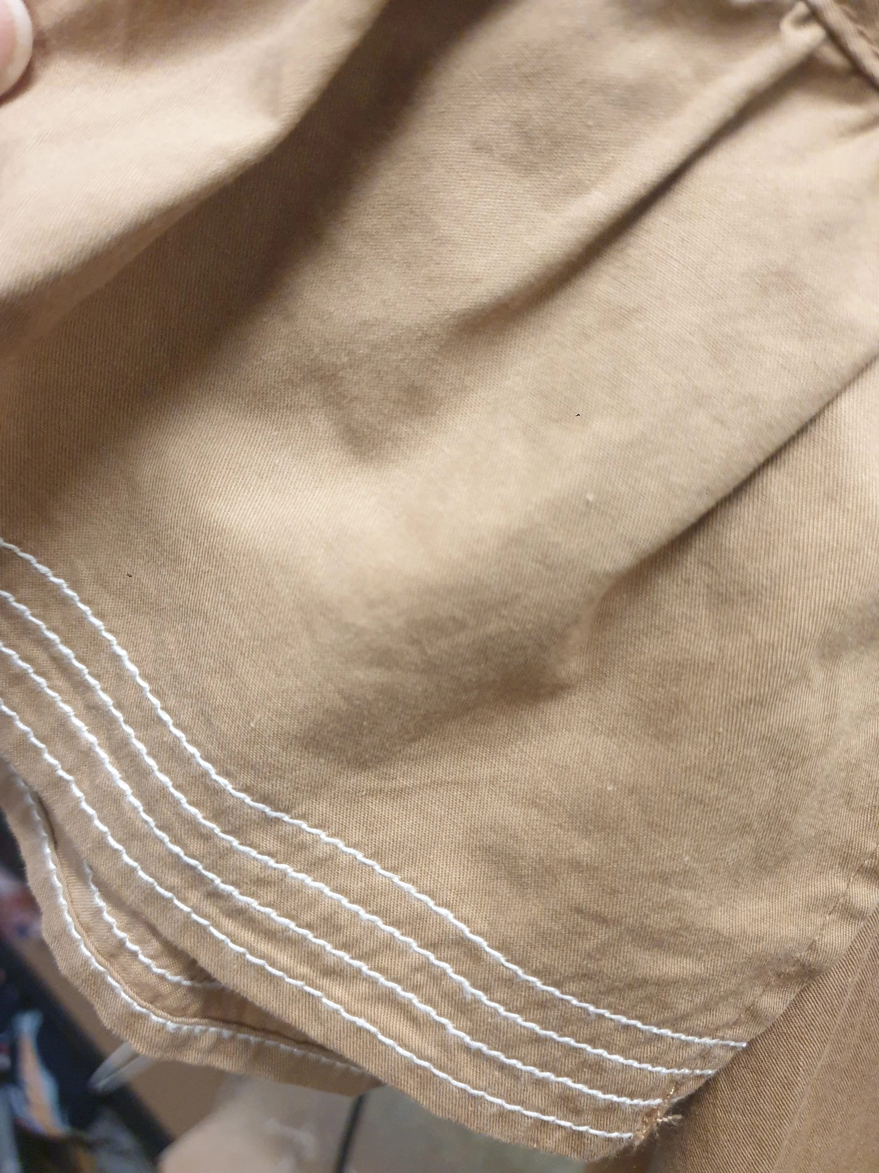 Farrow tan 100% cotton top with contrasting stitching size S
