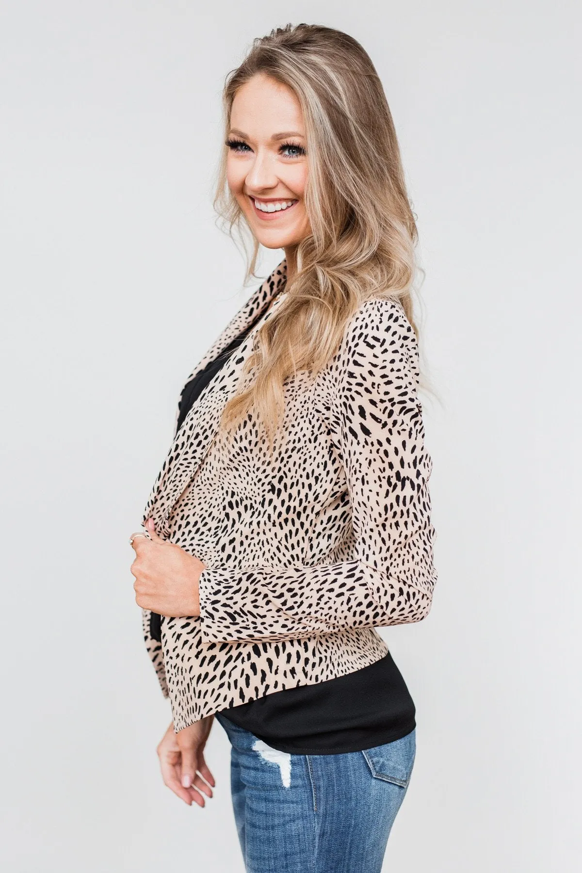 Fierce Feelings Animal Print Blazer- Neutral