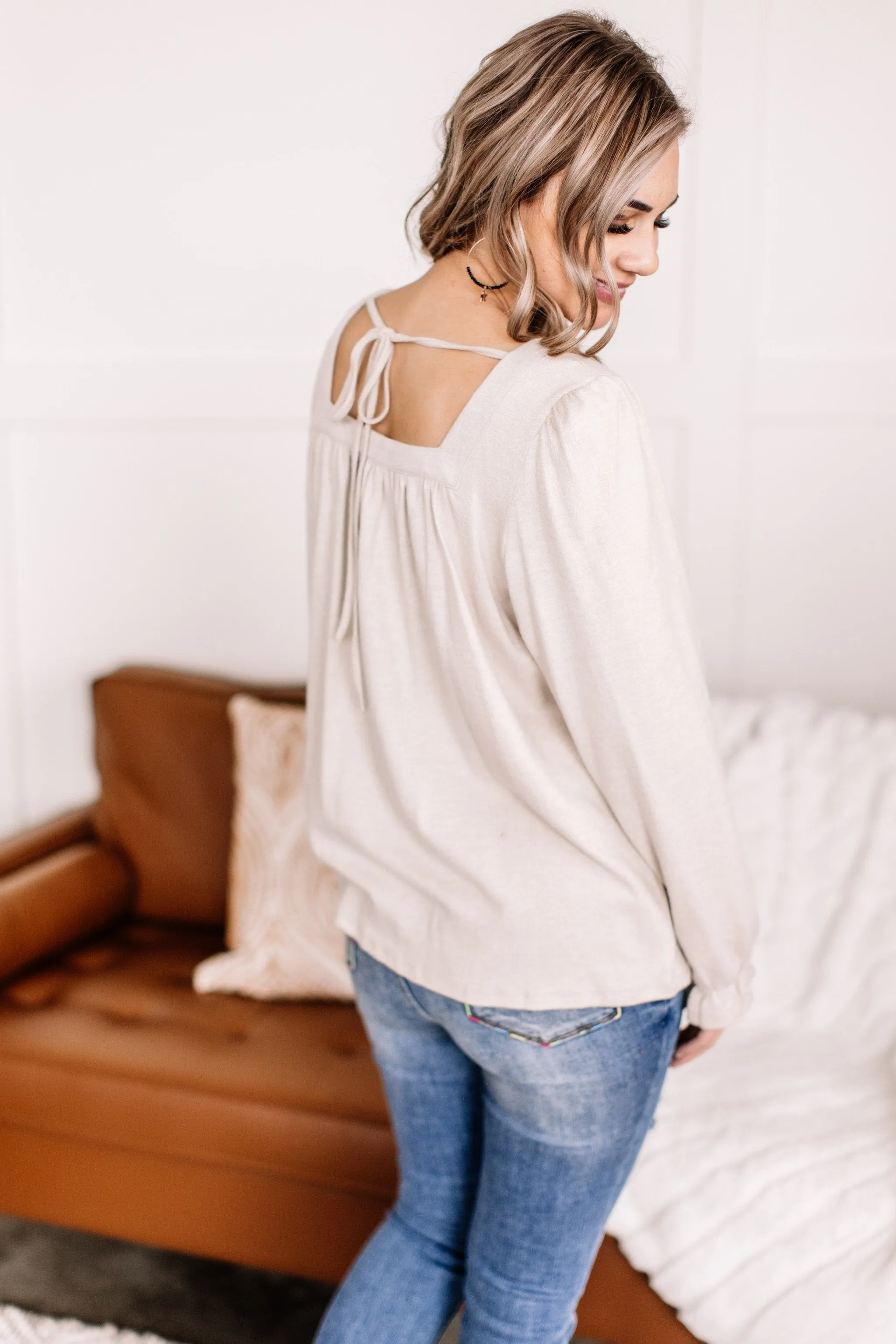Find Your Way Back Button Down Top In Seashell