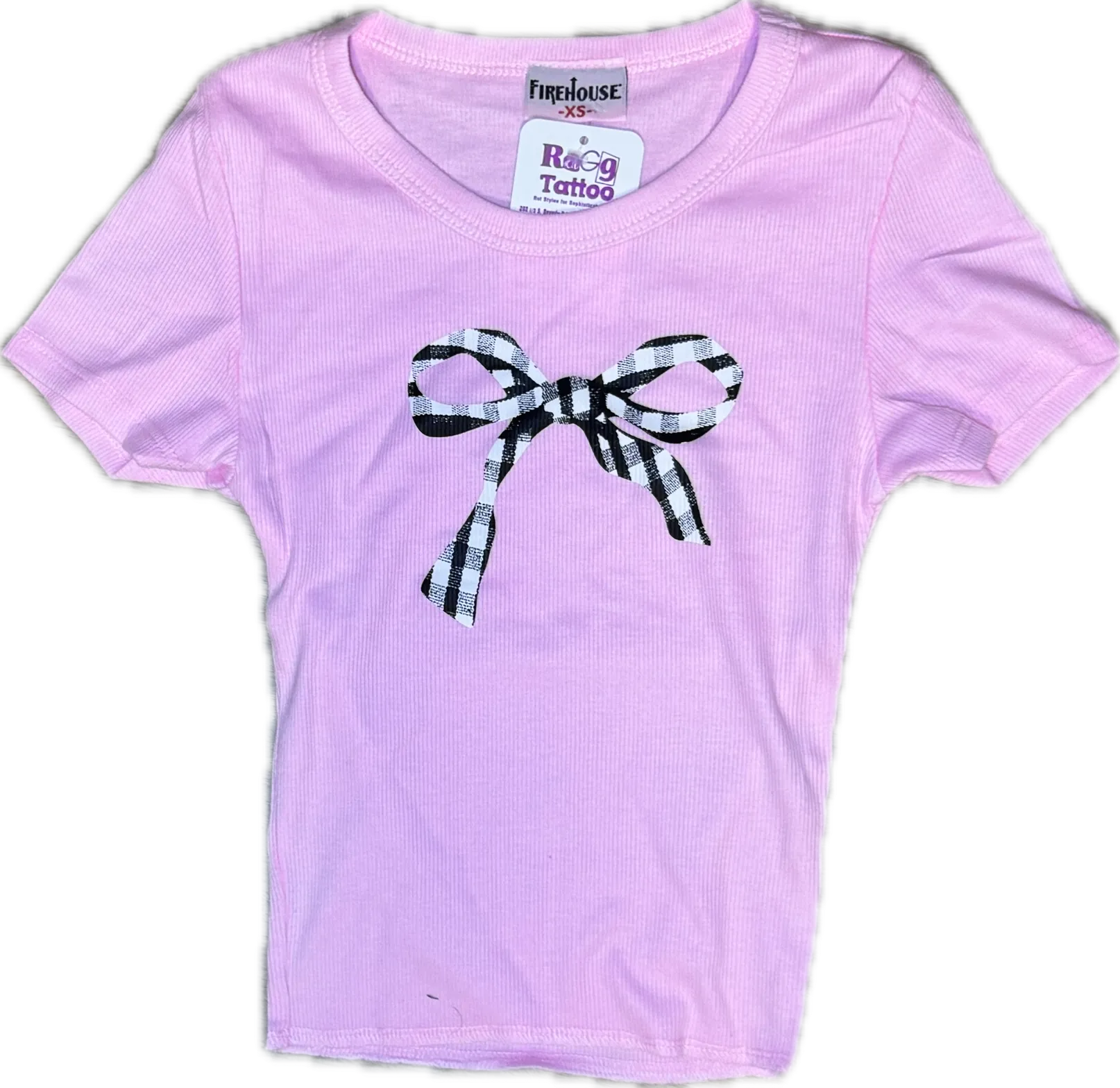 FIREHOUSE- Checkered Bow Shirt (ice pink)