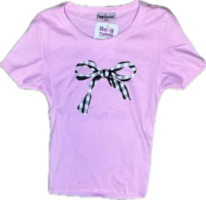 FIREHOUSE- Checkered Bow Shirt (ice pink)