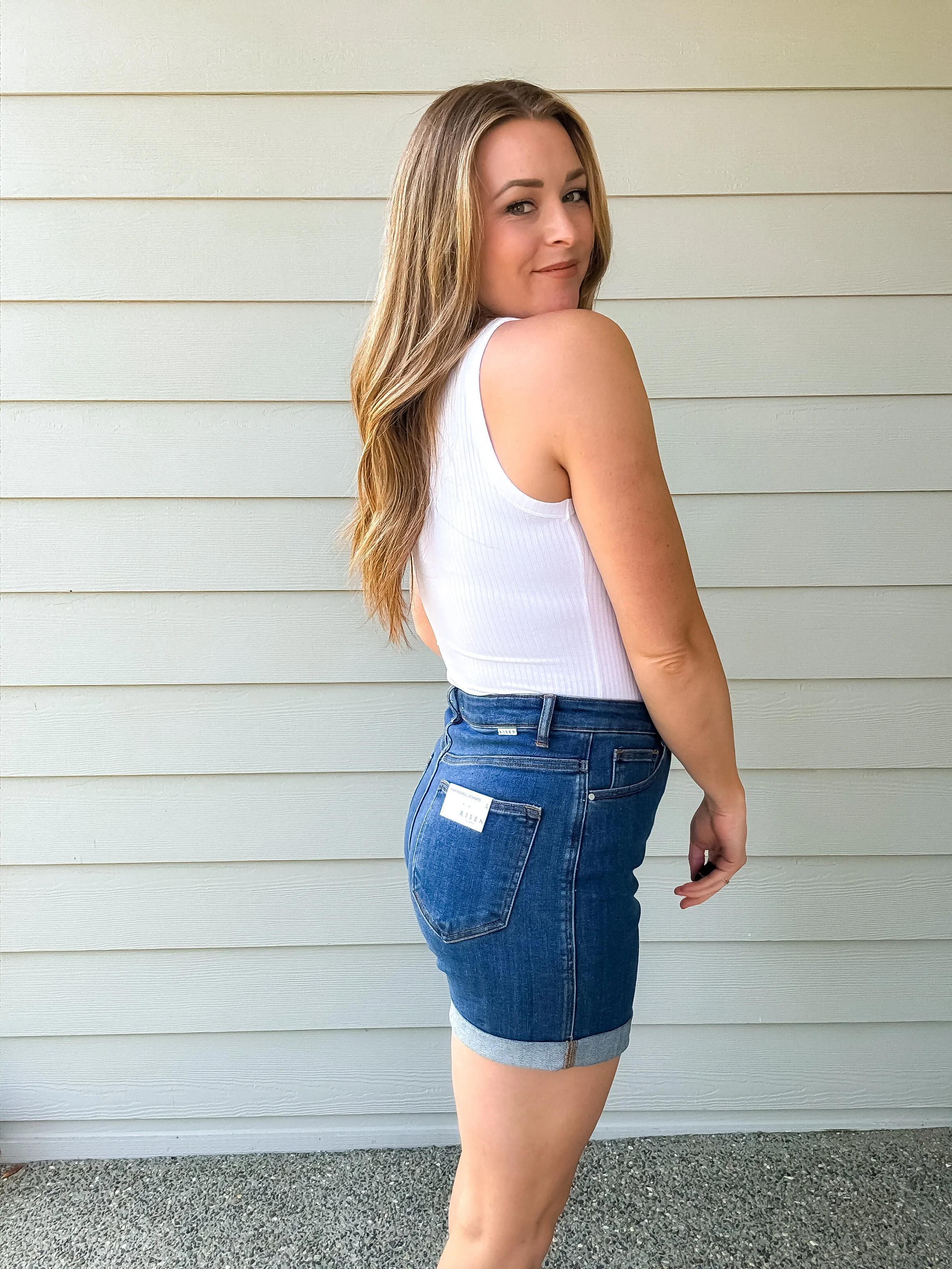 Fitted Ribbed Tank in White