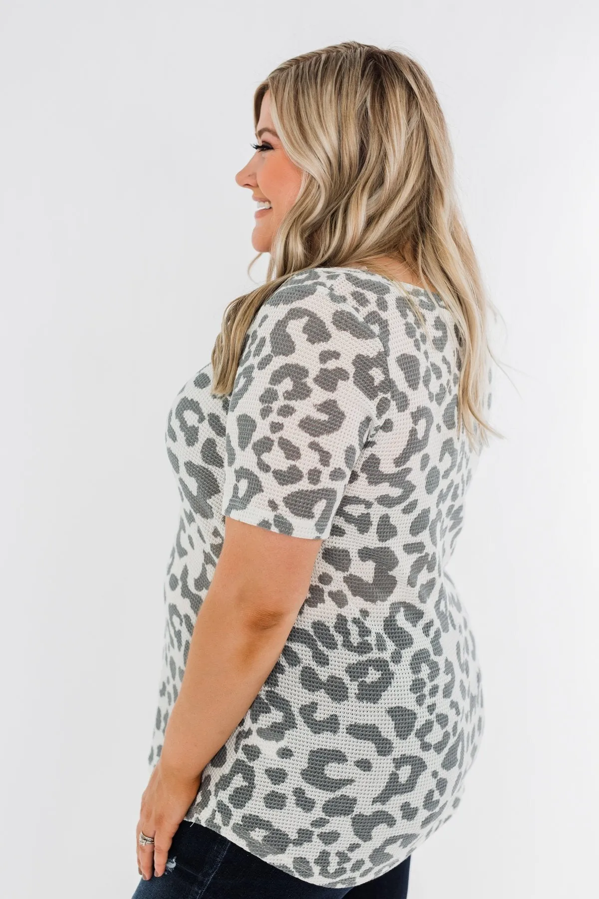 Forever Fierce Leopard Knit Top- Ivory & Grey