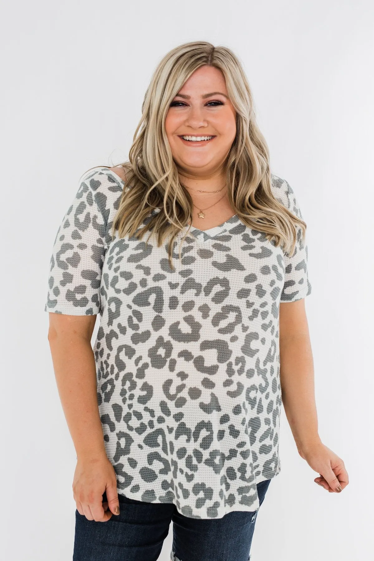 Forever Fierce Leopard Knit Top- Ivory & Grey