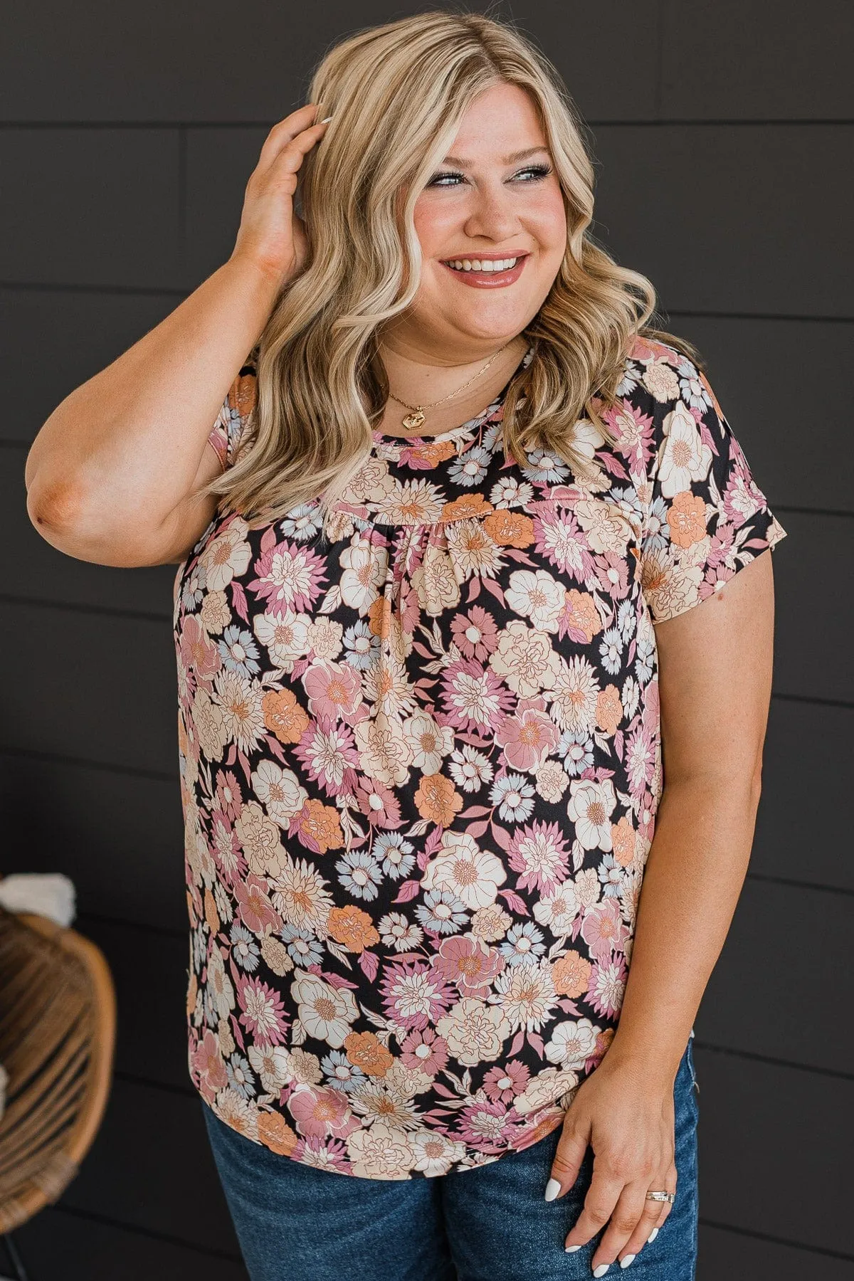 Fresh Beginnings Floral Top- Black