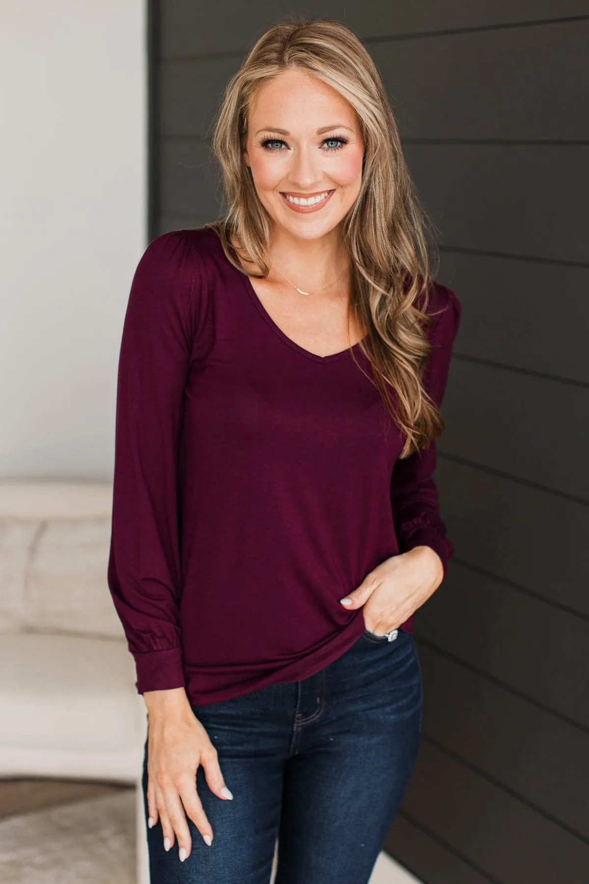 Fresh Perspective Knit Top- Burgundy