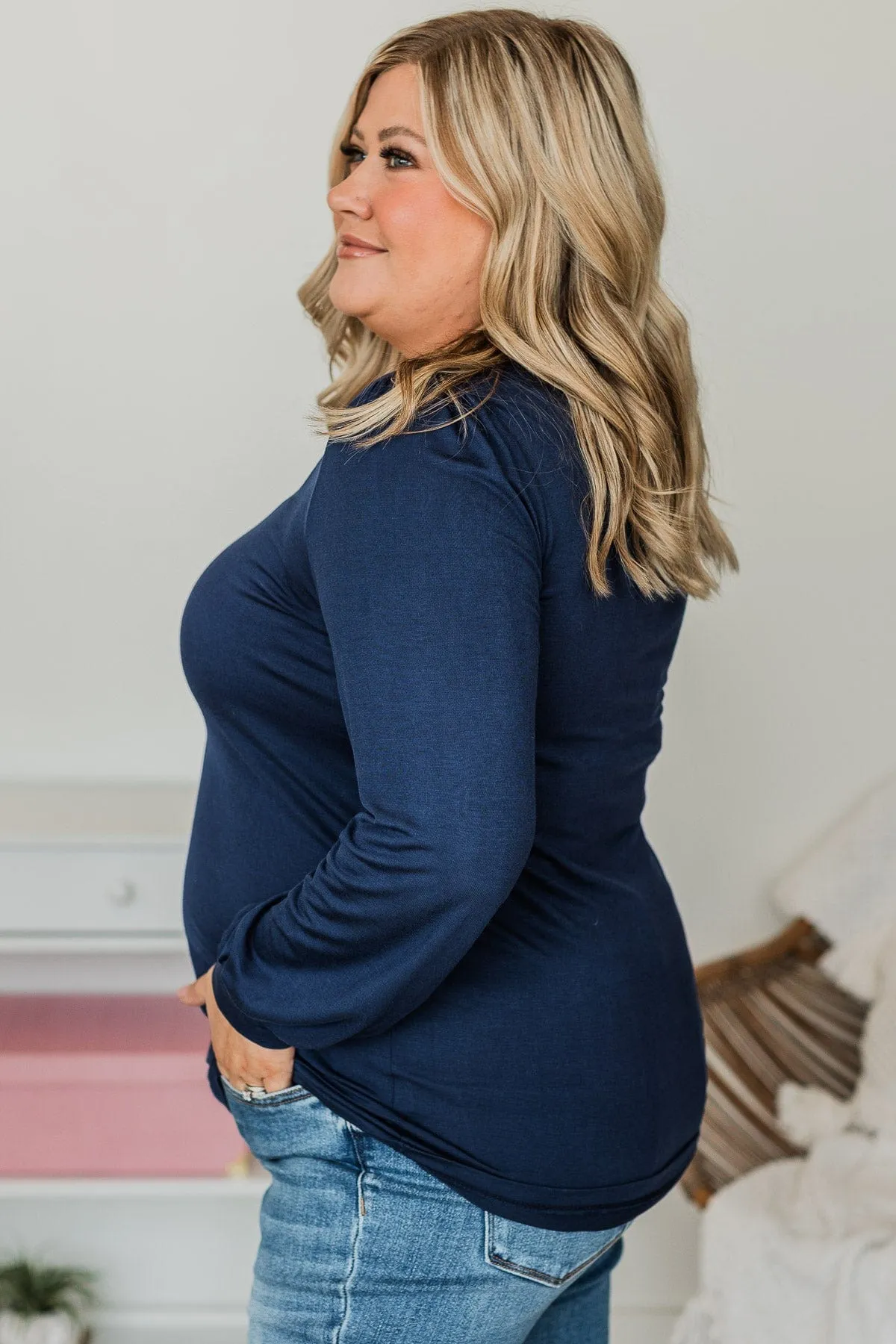 Fresh Perspective Knit Top- Navy
