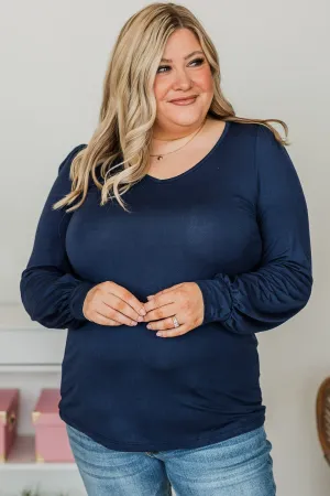 Fresh Perspective Knit Top- Navy