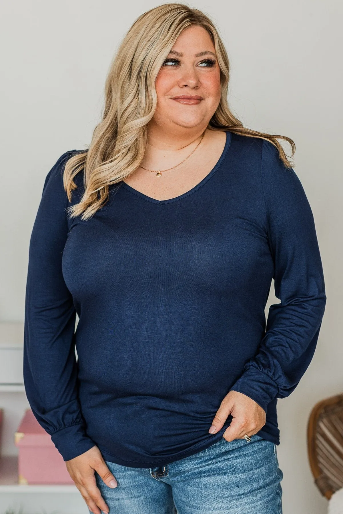 Fresh Perspective Knit Top- Navy