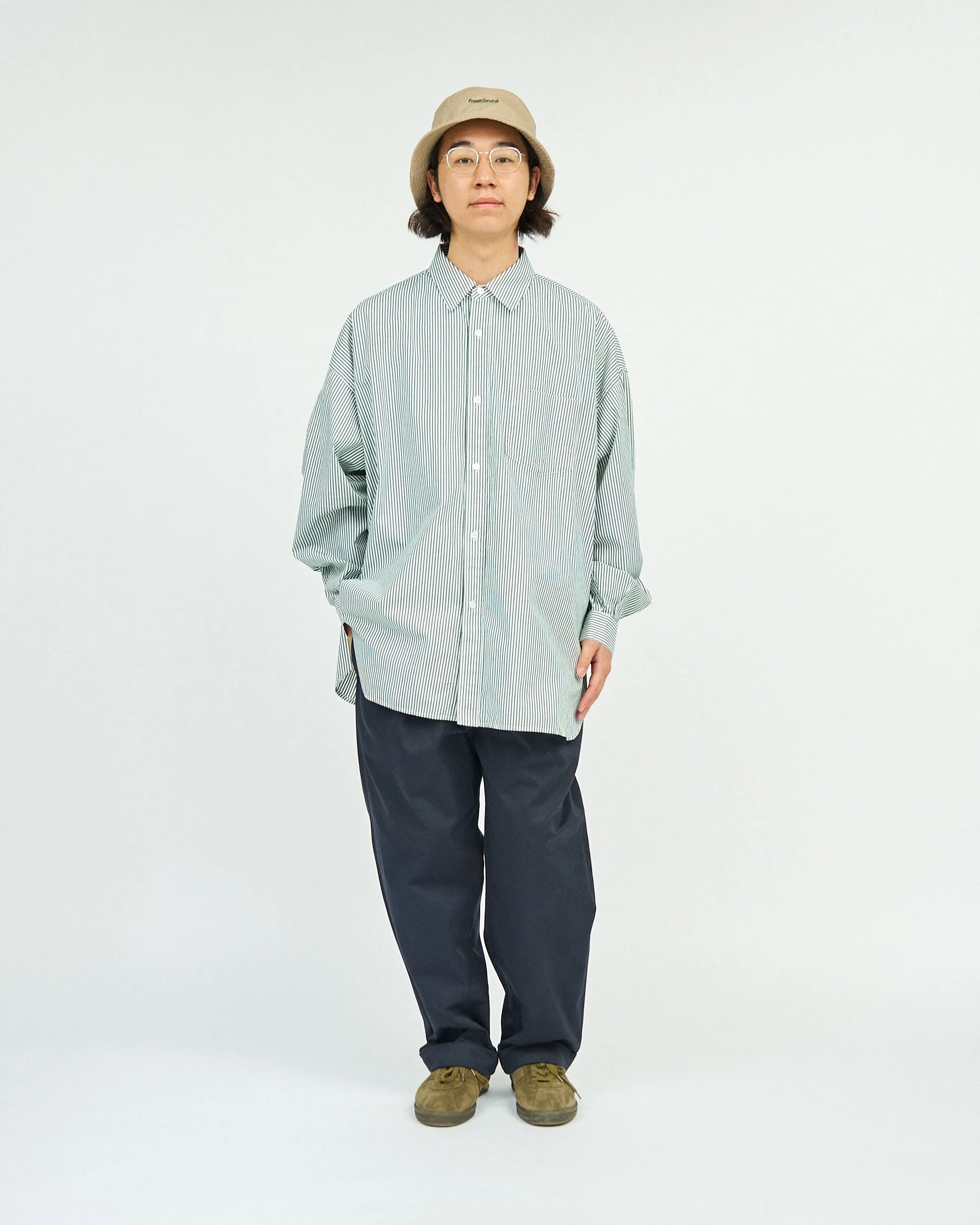 Fresh Service / CORPORATE UNIFORM L/S SHIRT - Green Stripe