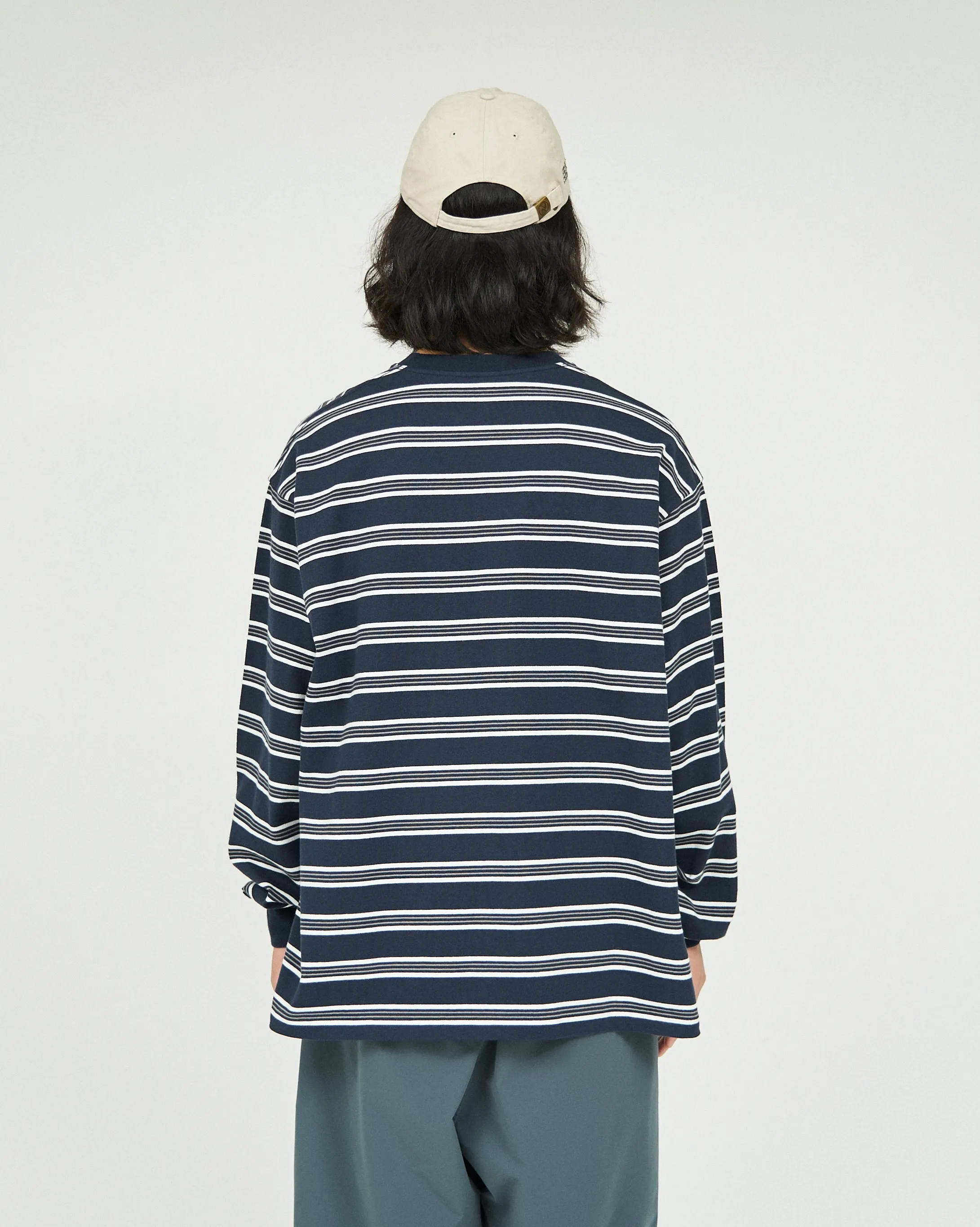 Fresh Service / Multi Border L/S Tee - Navy