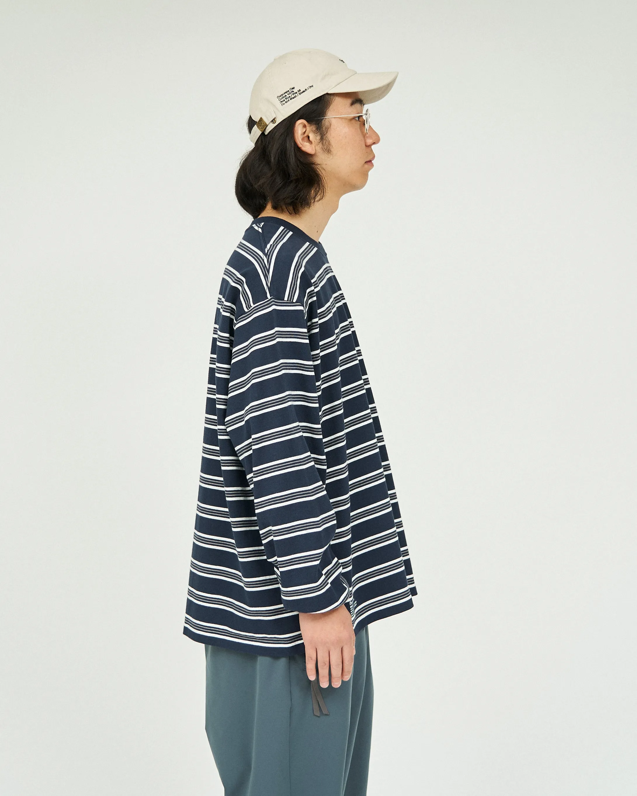 Fresh Service / Multi Border L/S Tee - Navy