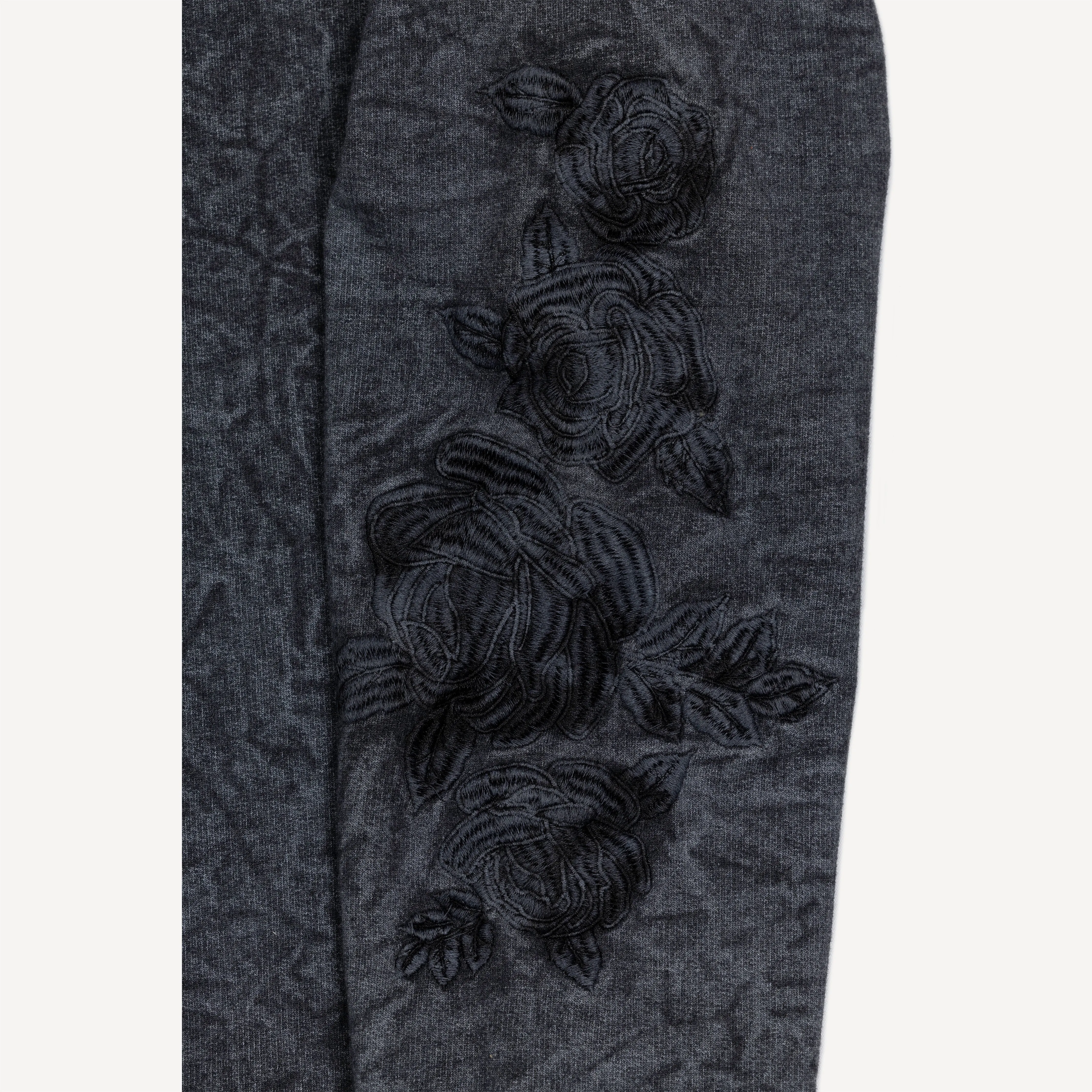 Gender Neutral Crushed Washed Fleece Crewneck with Luxury Embroidery - Black / Positive