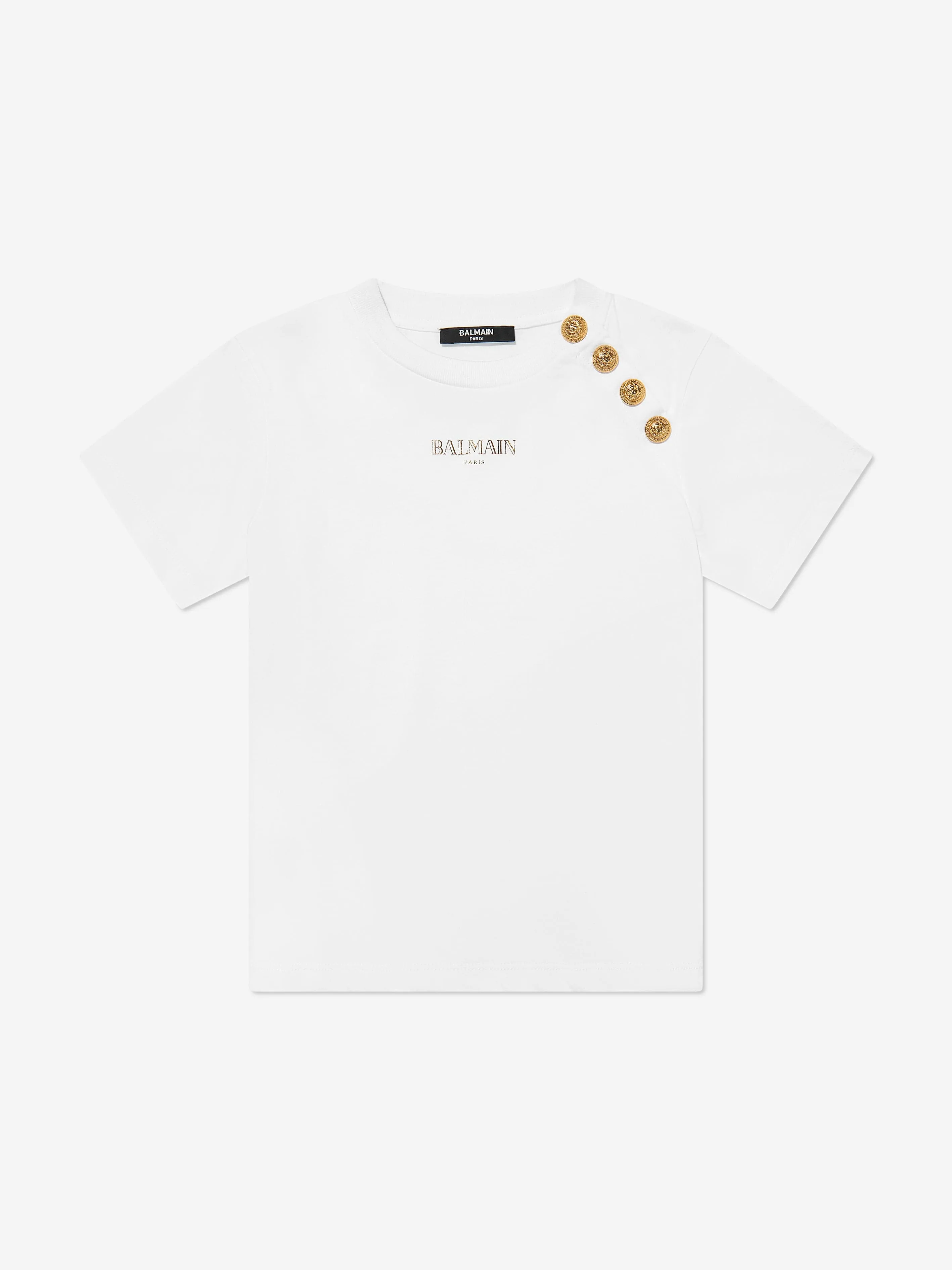 Girls Buttoned Logo T-Shirt in White