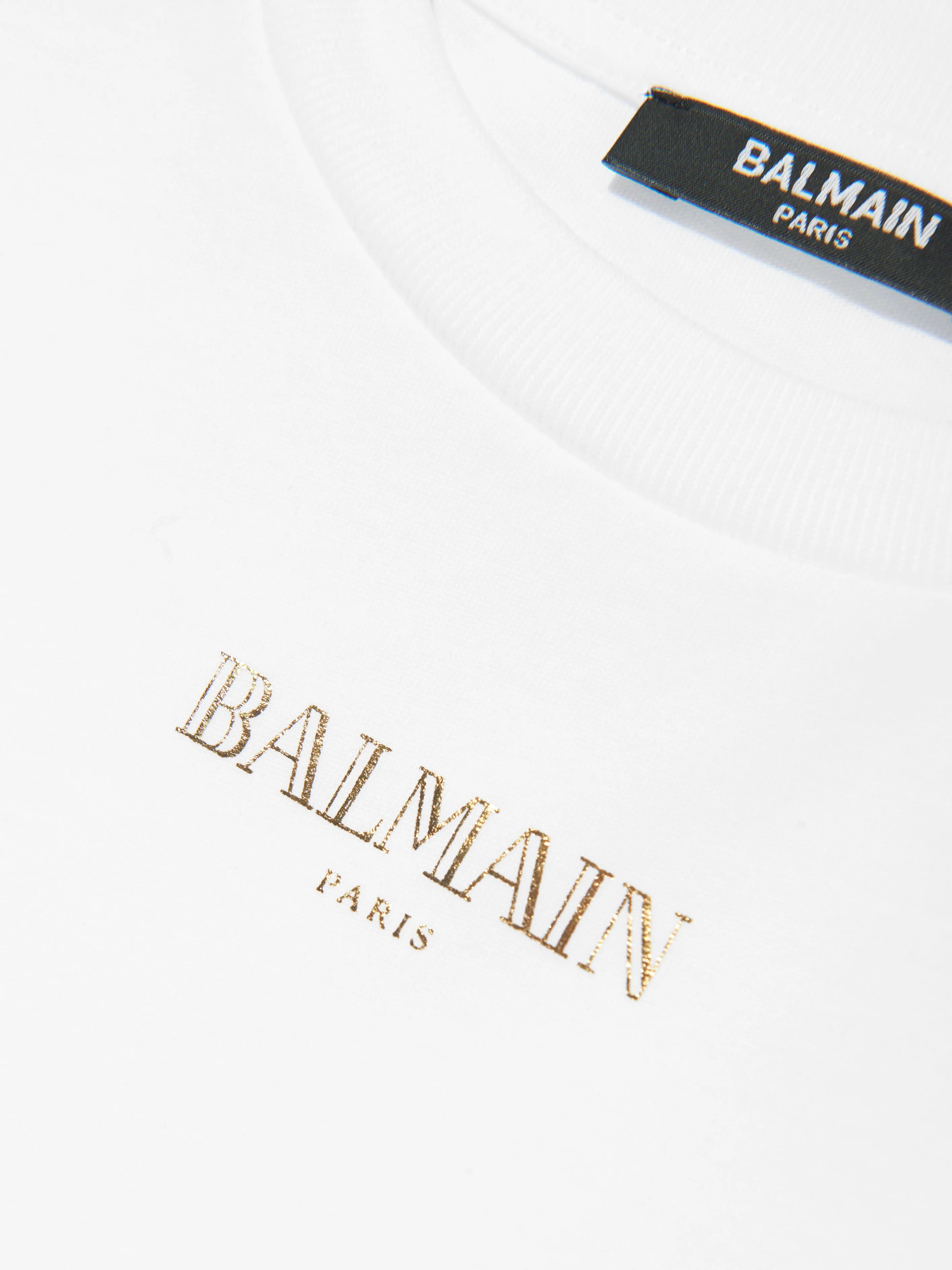 Girls Buttoned Logo T-Shirt in White