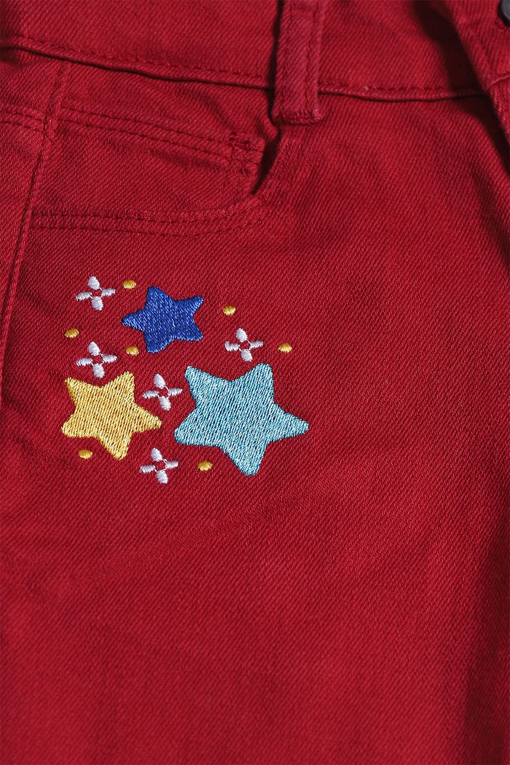 GIRL'S TWILL PENT EMB. - STAR