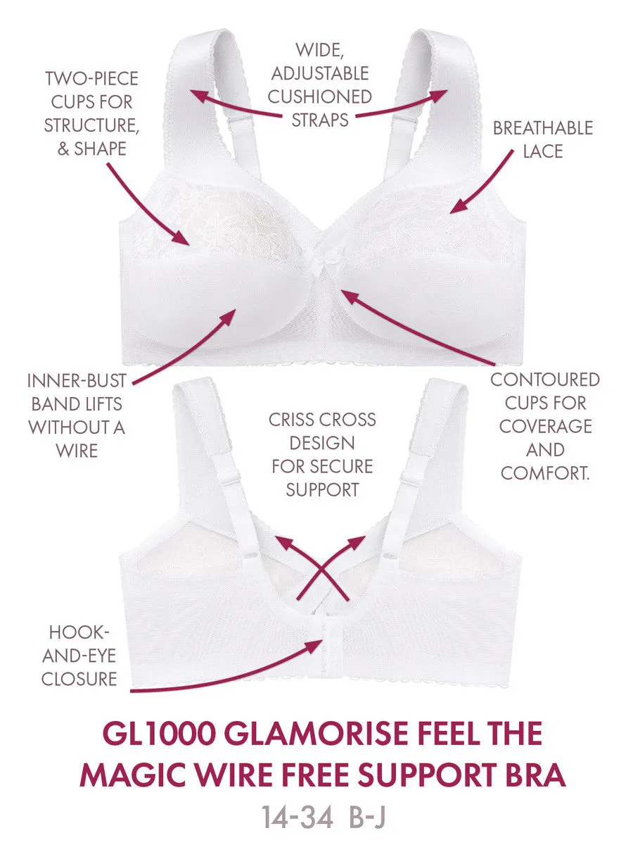 Glamorise Bra 1000 - Feel The Magic Wire-Free Support - White