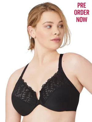 Glamorise Bra 1246 - Front-Close T-Back Wonderwire Bra - Black