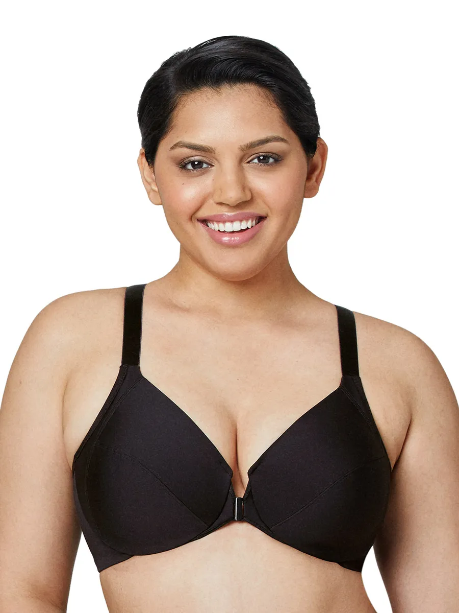 Glamorise Bra 1247 - Front Close Smoothing Underwire Bra - Black