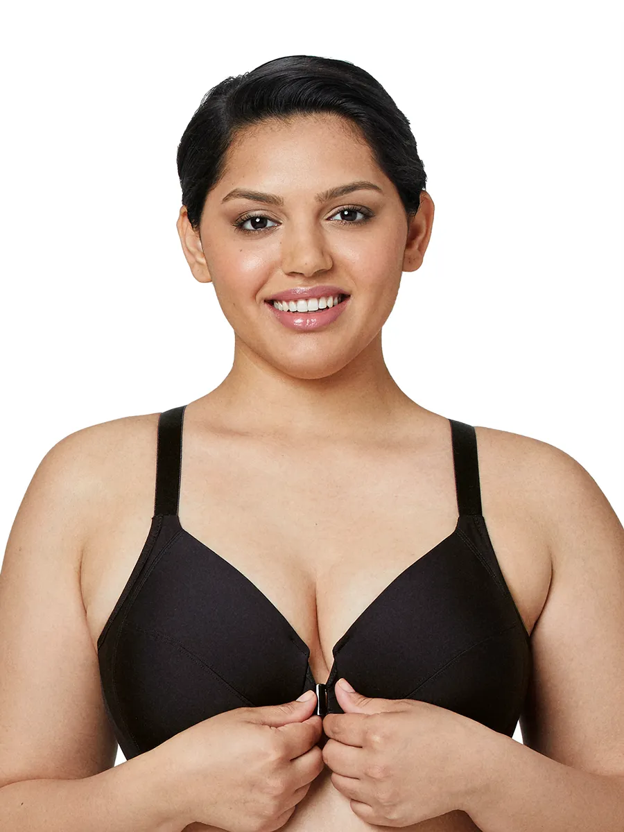 Glamorise Bra 1247 - Front Close Smoothing Underwire Bra - Black