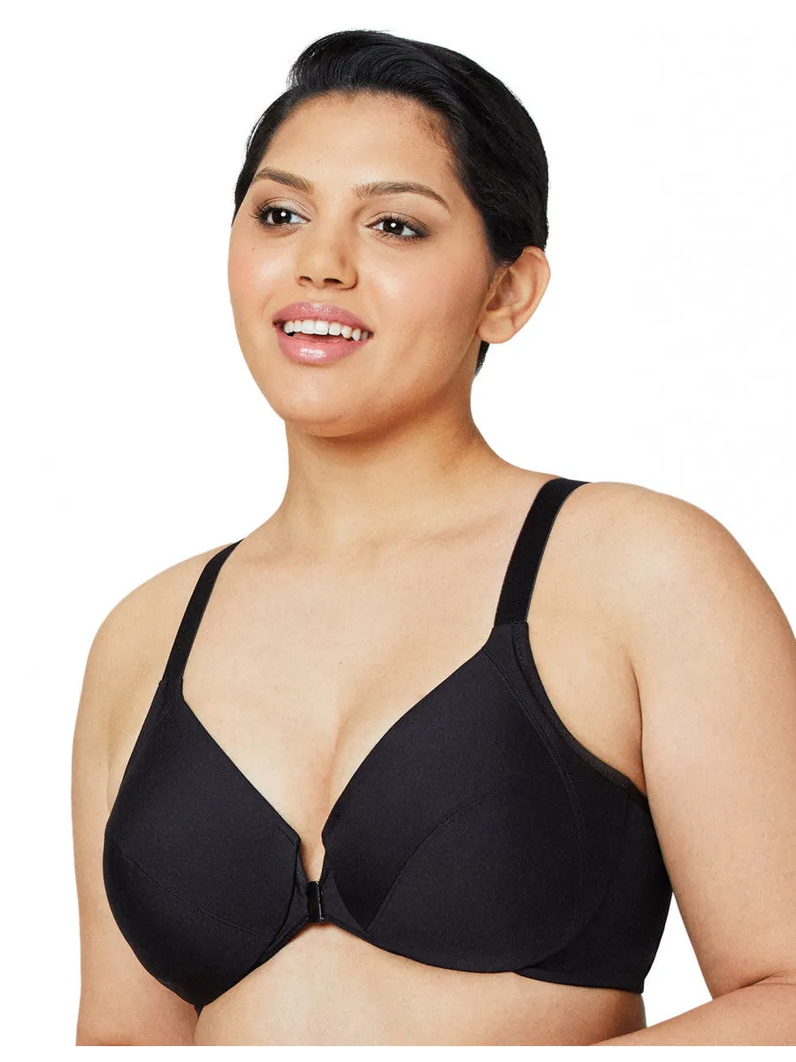 Glamorise Bra 1247 - Front Close Smoothing Underwire Bra - Black