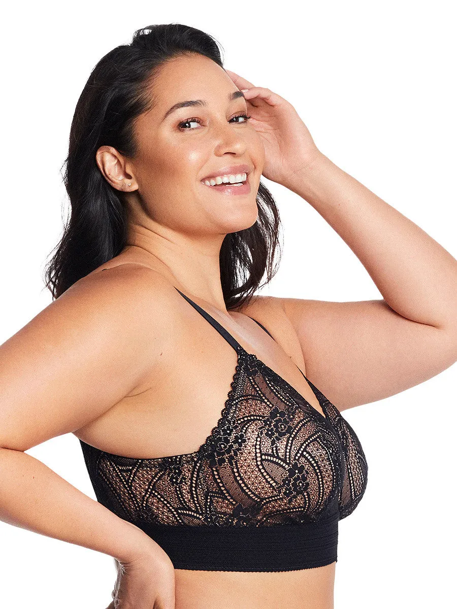 Glamorise Bra 7012 - Gramercy Luxe Lace Bralette - Black