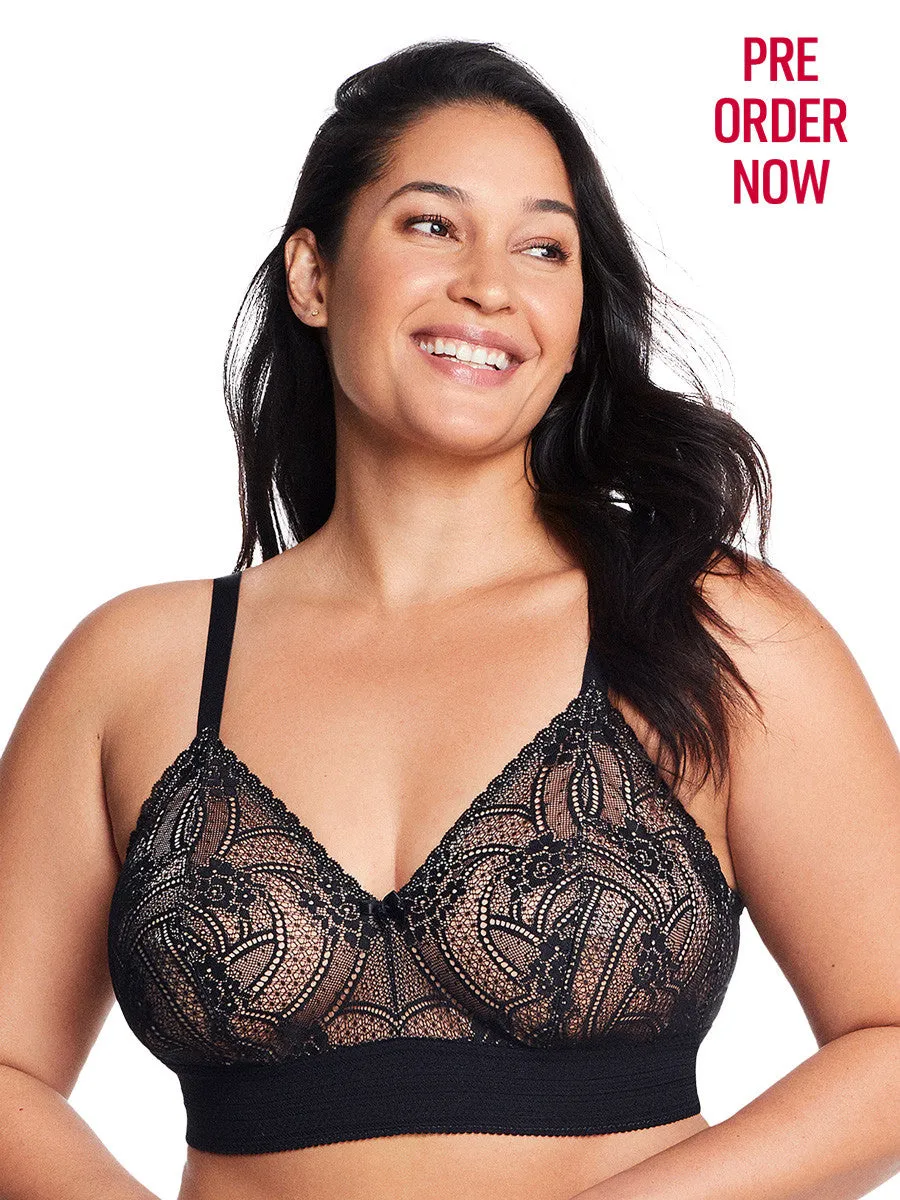 Glamorise Bra 7012 - Gramercy Luxe Lace Bralette - Black