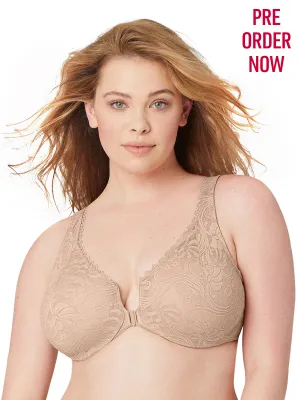 Glamorise Bra 9245 - Allover Lace Front-Close Underwire Bra - Beige