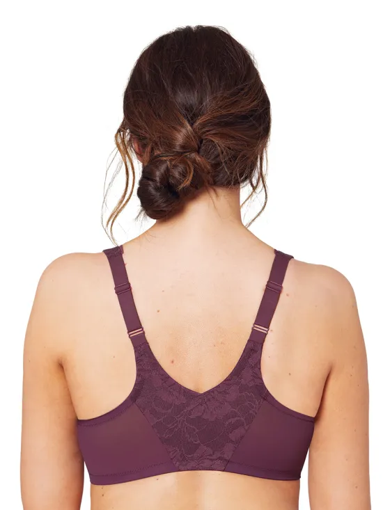 Glamorise Bra 9246 - Feeling Lacey Front Close Underwire Bra - Plum