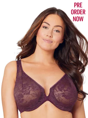 Glamorise Bra 9246 - Feeling Lacey Front Close Underwire Bra - Plum